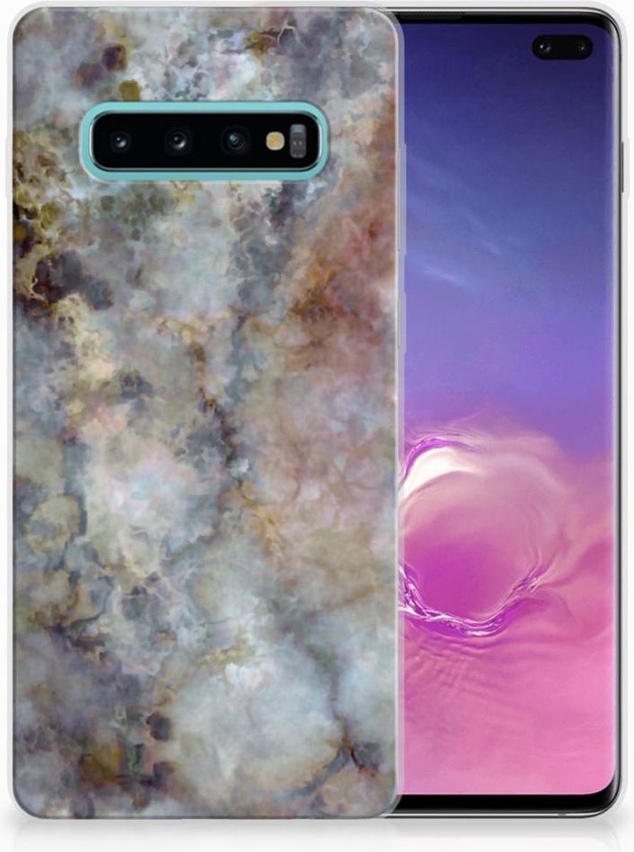 Samsung Galaxy S10 Plus TPU Siliconen Hoesje Marmer Grijs