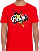 Belgie landen t-shirt spetter rood voor heren - supporter/landen kleding Belgie 2XL