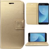 Lederen Hoesje voor Samsung Galaxy J3 (2017) Goud - Wallet Book Case Cover van iCall