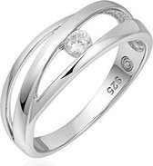 Schitterende Zilveren Open Ring met Swarovski ® Zirkonia 19.00 mm. (maat 60) model 121