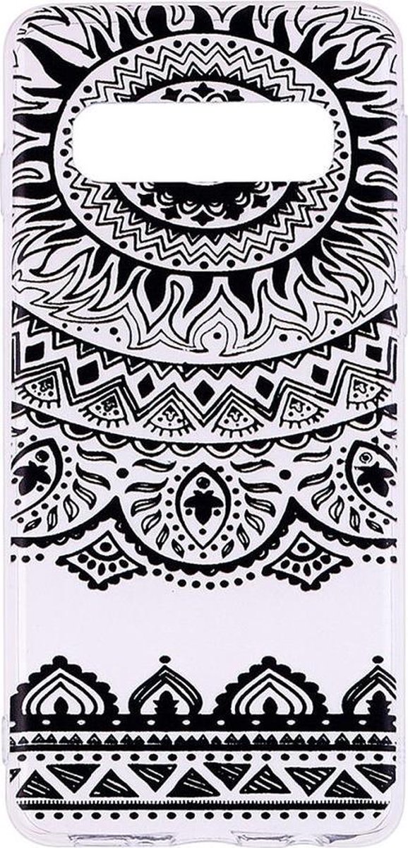 Shop4 - Geschikt voor Samsung Galaxy S10 Plus Hoesje - Zachte Back Case Mandala Zwart