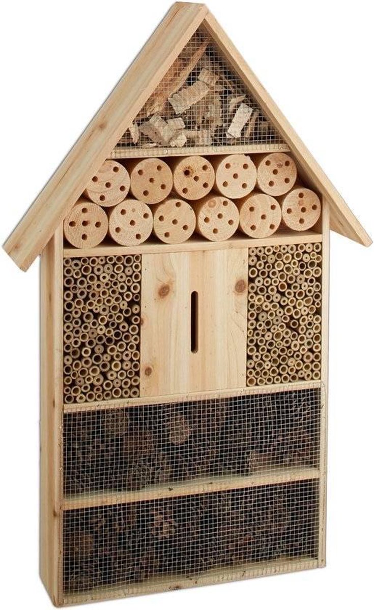 insectenhotel op paal - 79 x 49 x 12 cm - insectenhuis vlinders - hout — afbeelding 5