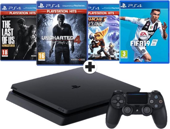 rechtop langzaam Ontmoedigen Sony PS4 Slim Console (1TB) - incl. FIFA 19, Ratchet and Clank, The Last of  Us... | bol.com