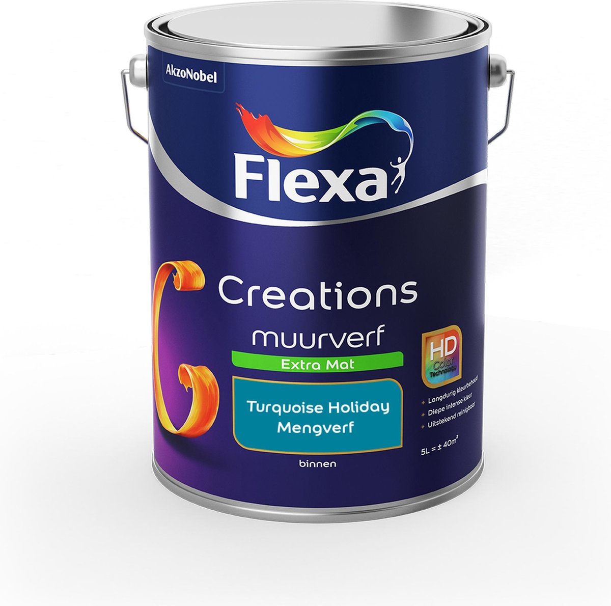 Flexa Creations - Muurverf Extra Mat - Turquoise Holiday - Mengkleuren Collectie - 5 Liter