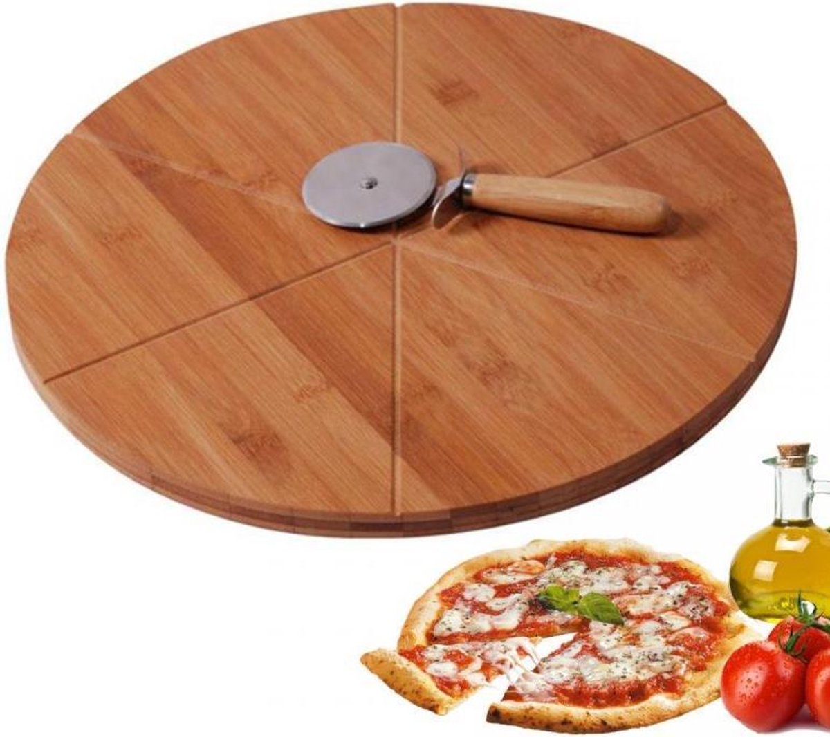 Pizzaplank | Bamboe plank | Pizzabord | Snijplank | Keukengerei | Ø 33