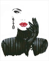 Diamond Painting Volwassenen - Ronde Steentjes - Volledig Pakket - Hobby - Diamond Dotz® - DD10.022 - Chique dame in het zwart 52 x 42cm