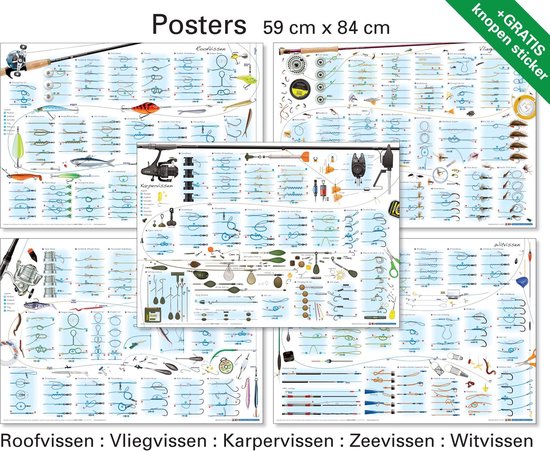 twee verkiezen Oeganda Set van 5 visknopenposters : Roofvissen, Vliegvissen, Karpervissen,  Zeevissen, Witvissen | bol.com