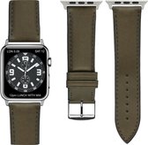 Italiaans leder Top kwaliteit Apple watch horlogebandje Kaki (42mm)  zilveren adapter
