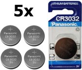 5 Stuks - Panasonic Lithium CR3032 500mAh 3V knoopcel batterij