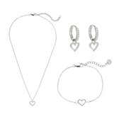 Hart Juwelen Set - 14 K Verguld - Dames Sieraden - Zilver - Dottilove -  valentijn cadeautje voor haar