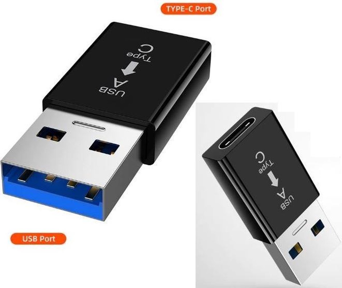 Mini Type C naar A Usb 3.0  Adapter Snelle Draagbare Opladen Data Type-C Zwart