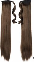 Wrap Around Ponytail Extension. Premium Synthetic Fiber 22" Straight (#8-Light Chestnut Brown)