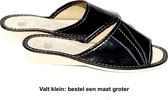 Leren dames huisslippers | Instapsloffen | Instappers | Slippers | Zwart | Pantoffels | Leer | Maat 40