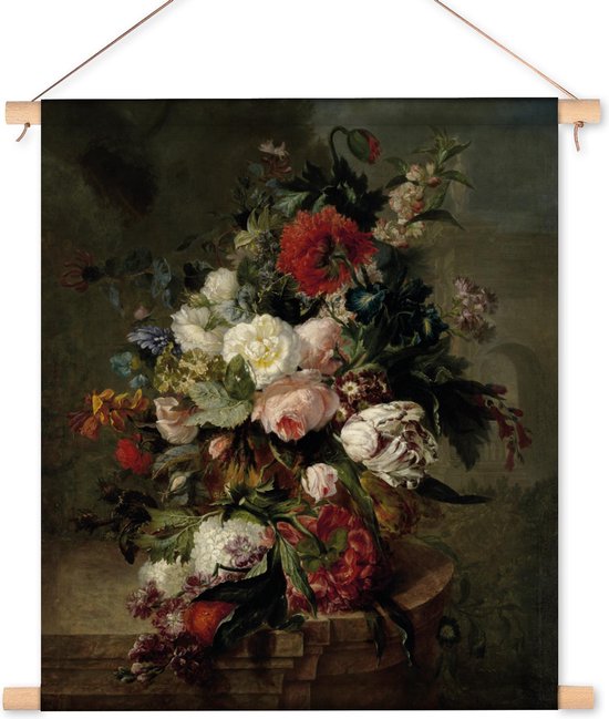 Textielposter / Wandkleed Stilleven met bloemen - Harmanus Uppink - 90x110 cm
