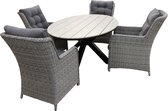 5-delige tuinset | 4 Dublin tuinstoelen (MG) | 180cm ovale Cyprus tuintafel (Grey)