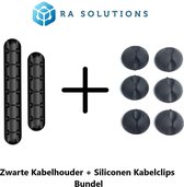 Siliconen Kabelclips + Zwarte Kabelhouder | Bundel | 6 Stuks | 2 Stuks | Zelfklevend | Zwart |