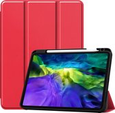 Hoes Geschikt voor iPad Pro 2020 (11 inch) Hoes Book Case Hoesje Trifold Cover Met Uitsparing Geschikt voor Apple Pencil - Hoesje Geschikt voor iPad Pro 11 inch (2020) Hoesje Bookcase - Rood