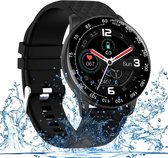 Tijdspeeltgeenrol smartwatch LD16 ZWART - Stappenteller - Hartslagmeter - Bloeddrukmeter  - Bluetooth - Waterdicht - Gezond - Fitness - 2020 model -