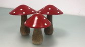 Tuinbeeld - Rode paddenstoelen - 3 stuks