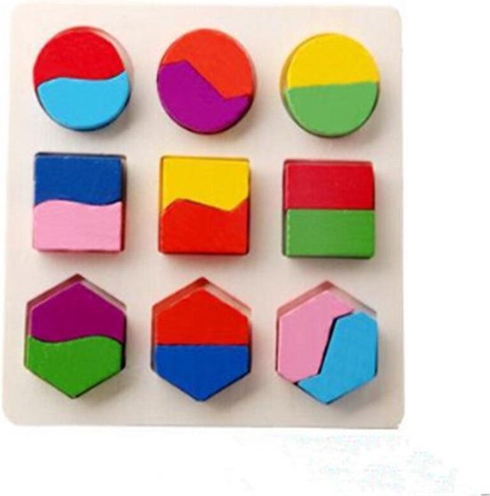 Thumbnail van een extra afbeelding van het spel 2 verschillende puzzels - cirkel - vierkant - zeshoek - kleuren - leerrijk - educatief - geometrie