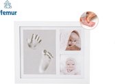 Femur® - Kraamcadeau - Fotolijst Met Handafdruk – Fotolijst Met Voetafdruk – Baby Fotolijstje  – Babyshower – Geboorte Van Een Kind – Baby Kleiafdruk – Cadeau Voor Een Baby