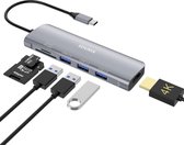 Sounix 6 in 1 USB-C Hub - 3  USB 3.0 Geheugenkaartlezer Micro SD/SD Kaartlezer -4K UHD HDMI Converter-Type-C-Geschikt voor Apple Macbook Pro / Air / iMac / Mac Mini / Google Chrome