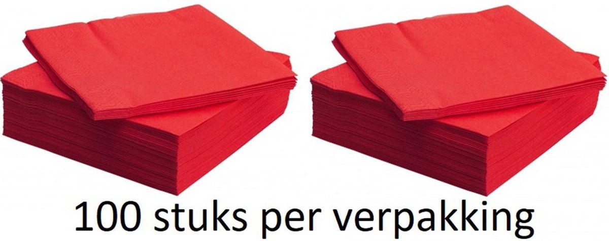 Papieren Servetten rood 100 st - 33 x 33 cm - Santex