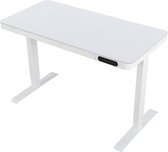 Thuiswerkplek Zit Sta Bureau Elektrisch Hijdra Home 2.0 - 120 x 60 cm - 5mm Glas - Wit - Frame Wit - Persoonlijke Lade - 1x USB-poort