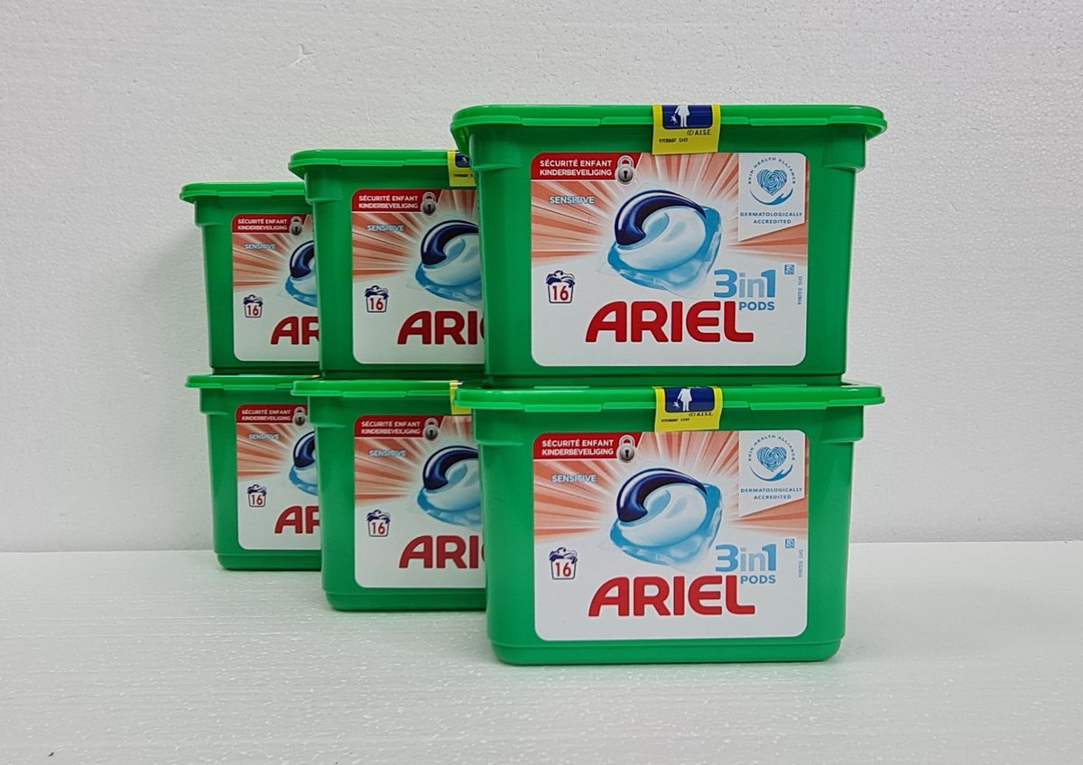 Ariel - Sensitive - 3in1 Waspods 96 Pods (6x16) | bol
