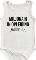 Romper - Miljonair in opleiding (knuffels € 5,-) - maat: 98/104 - kapmouw - baby - rompertjes baby - rompertjes baby met tekst - rompers - rompertje - rompertjes - stuks 1 - wit