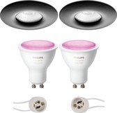 Pragmi Luno Pro - Waterdicht IP65 - Inbouw Rond - Mat Zwart - Ø82mm - LED Spot Set GU10 - White and Color Ambiance - Bluetooth