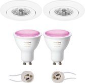 Pragmi Uranio Pro - Inbouw Rond - Mat Wit - Kantelbaar - Ø82mm - Philips Hue - LED Spot Set GU10 - White and Color Ambiance - Bluetooth - BSE