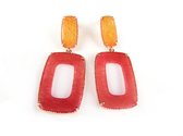 Zilveren oorbellen oorringen roos goud verguld Model Crush met oranje en rode stenen