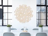 HOUTEN WANDDECORATIE / WOODEN WALL DECORATION - GEOMETRISCHE MUURDECORATIE / GEOMETRIC WALL ART - VIRUS - 45 x 45cm - LICHT HOUT / NATURAL WOOD - ORIGAMI DESIGN WANDFIGUUR - ECHT H