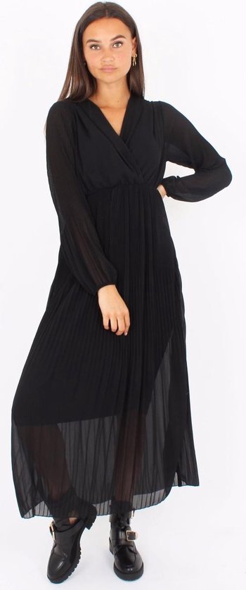Zwarte lange mesh jurk | bol
