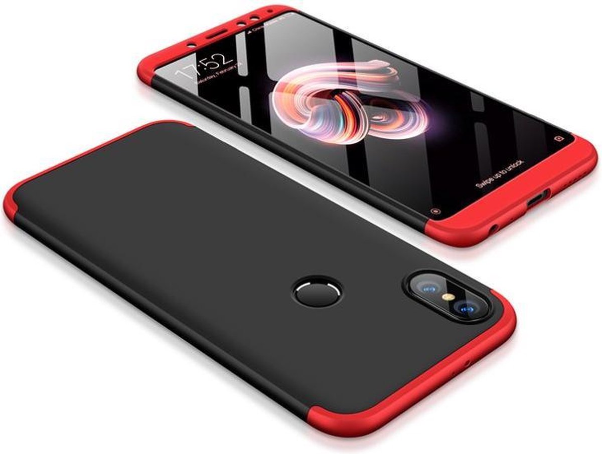 360 full body case Geschikt voor Xiaomi Redmi 5 Plus / Redmi Note 5 (dual camera) - zwart / rood