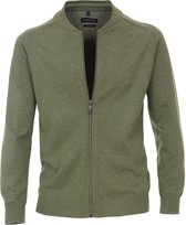 CASA MODA heren vest katoen - met rits - army groen -  Maat: M