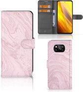 Etui pour téléphone portable Xiaomi Poco X3 | Poco X3 Pro Flip Case Marble Pink