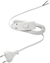 Câble d'alimentation Witte avec prise EU et interrupteur - 2 mètres - Câble Euro - Câble Euro blanc - Câble d'alimentation blanc avec interrupteur