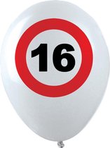 10x stuks Ballonnen 16 jaar verkeersbord versiering, Verjaardag