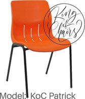 Kantinestoel Patrick oranje met zwart onderstel. Stapelstoel kuipstoel vergaderstoel tuinstoel kantine stoel stapel stoel kantinestoelen stapelstoelen kuipstoelen arenastoel kerkst