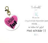 Sleutelhanger Bedankt juf | liefste juf | roze | afscheid juf | einde schooljaar | bijzonder jaar