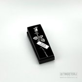 Tinnen roos - Label ''Van harte gefeliciteerd'' - verjaardagscadeau - luxe geschenk - felicitatie