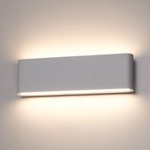 HOFTRONIC™ Dimbare LED Wandlamp Dallas Grijs - XL - 24 Watt - 3000K - Tweezijdig oplichtend - IP54 spatwaterbestendig - 3 jaar garantie