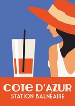 Zomer Poster - Cote D'Azur Station Balnéaire - Wandposter 60 x 40 cm