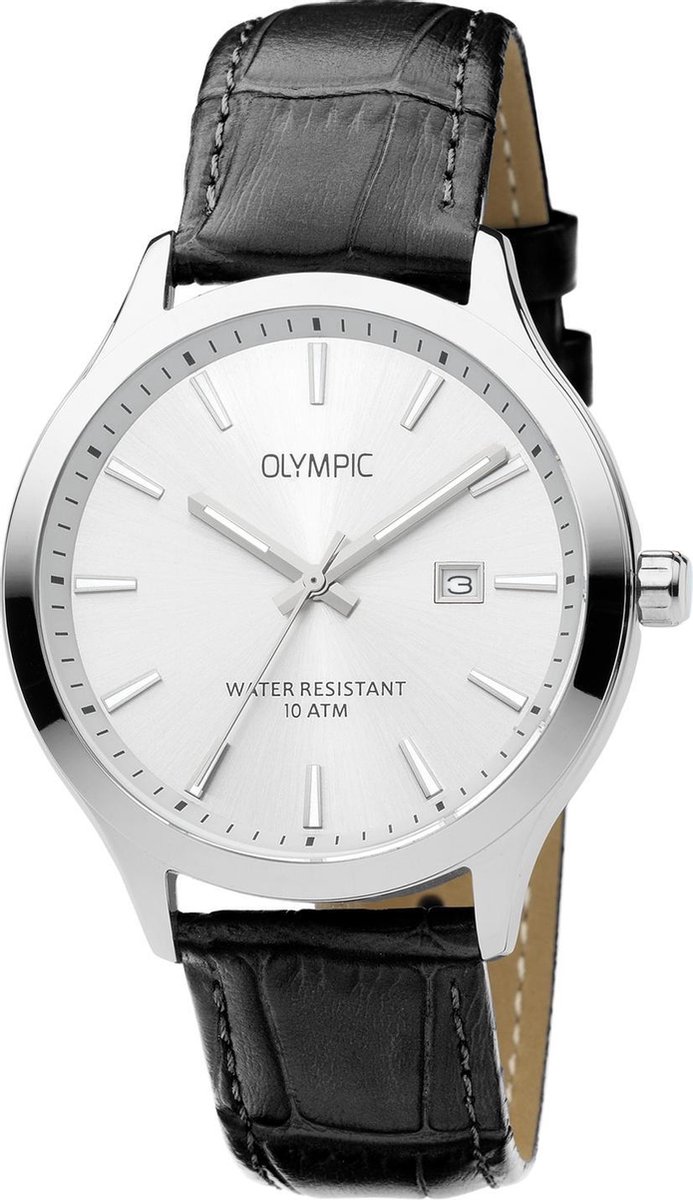 Olympic OL88HSL005 CLEVELAND Horloge - Leer - Zwart - 42mm