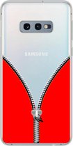 Samsung Galaxy S10 e - Smart cover - Transparant - Rode - Rits