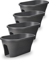 ELHO CORSICA Flower Bridge 58 cm lange balkonbakken - 4 stuks- Grijs - binnen & buiten