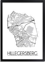 Hilligersberg Plattegrond poster A4 + fotolijst zwart (21x29,7cm) - DesignClaudShop