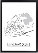 Bredevoort Plattegrond poster A4 + fotolijst zwart (21x29,7cm) - DesignClaudShop